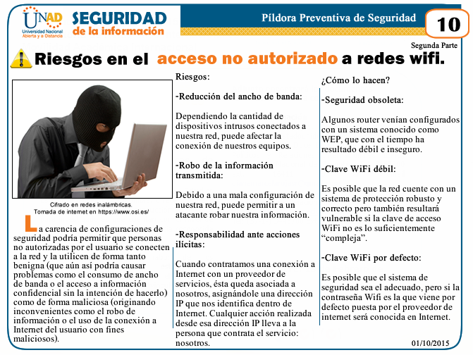 Riesgos en el acceso no autorizado a redes wifi : Píldora Preventiva de Seguridad de la Información No. 10-2015