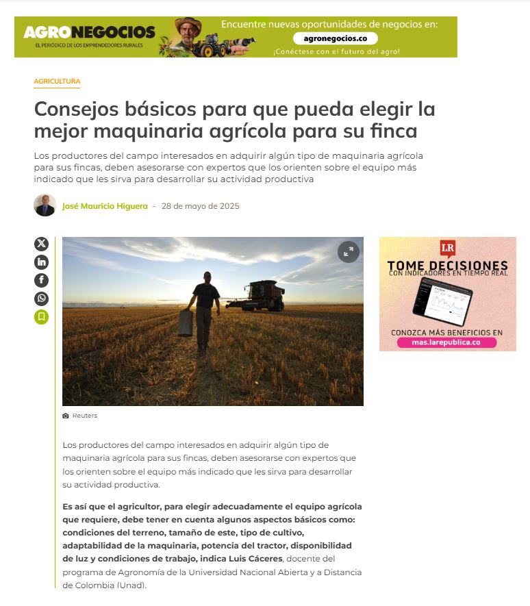 AGRONEGOCIOS UNAD MAQUINARIA AGRICOLA