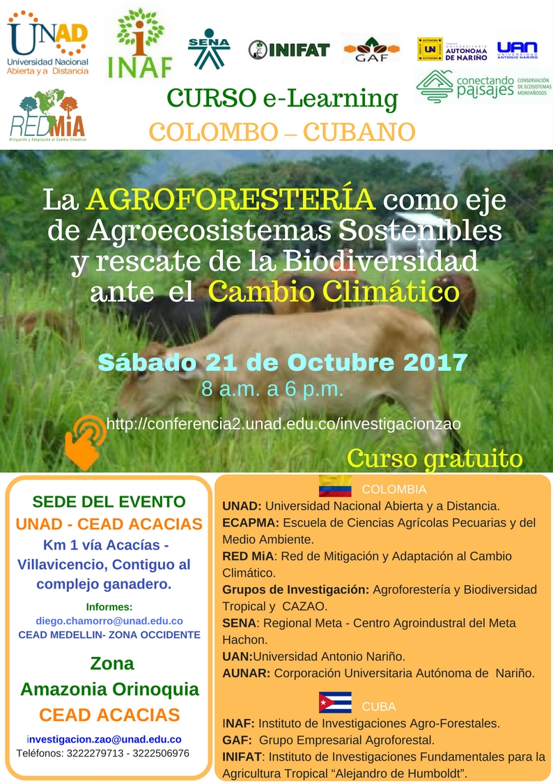 Curso e-Learning Colombo-Cubana  "La AGROFORESTERIA como eje de Agroecosistemas Sostenibles y rescate de la Biodiversidad ante el  Cambio climático"