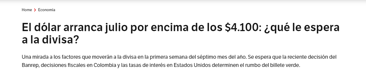 Comportamiento del dolar