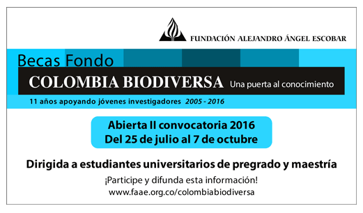 II convocatoria 2016 - Becas del Fondo Colombia Biodiversa