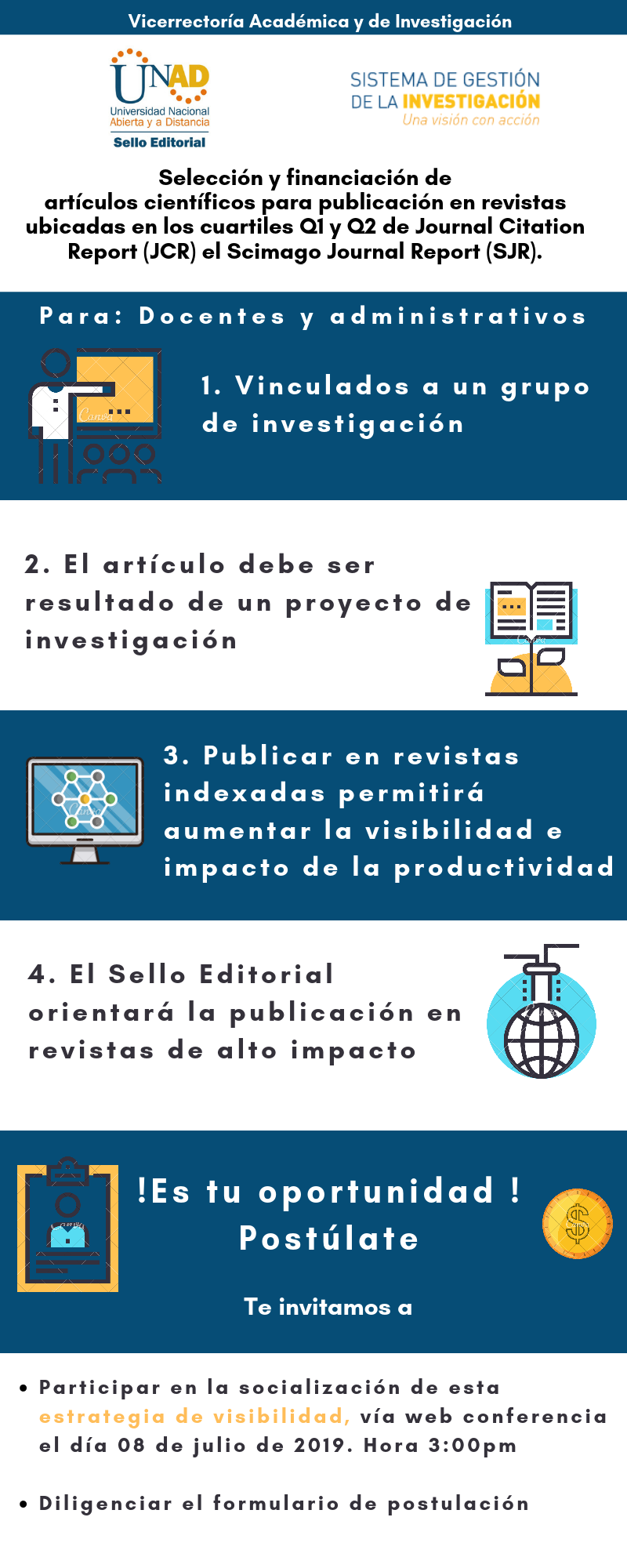 Convocatoria de Investigación para docentes y administrativos
