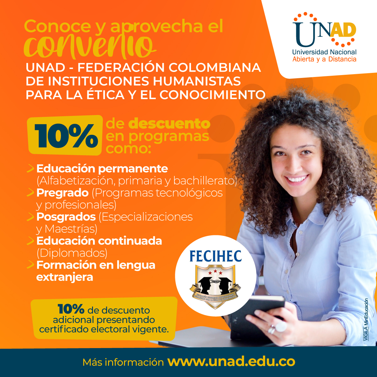 Conoce el convenio de la UNAD con la Federación Colombiana de Instituciones Humanistas para la Ética y el Conocimiento