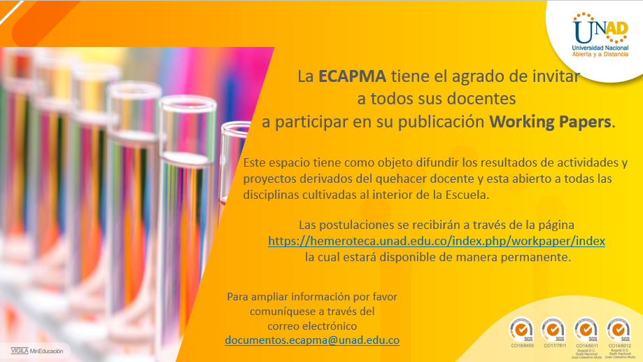 Participa en la convocatoria para participar en la publicación de Workings Papers de ECAPMA