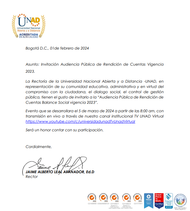 carta invitacion rdc 2023