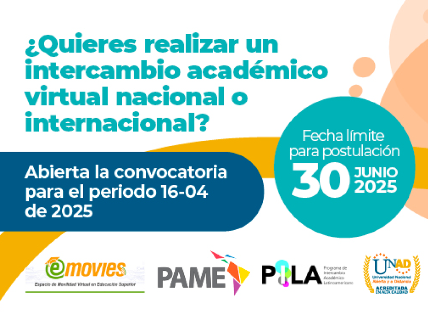 Unadista, realiza un intercambio académico virtual nacional o internacional para el periodo 16-04 de 2025
