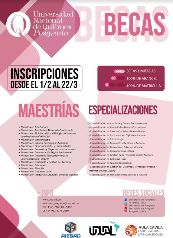 Convocatorias becas posgrado - Universidad de Quilmes 