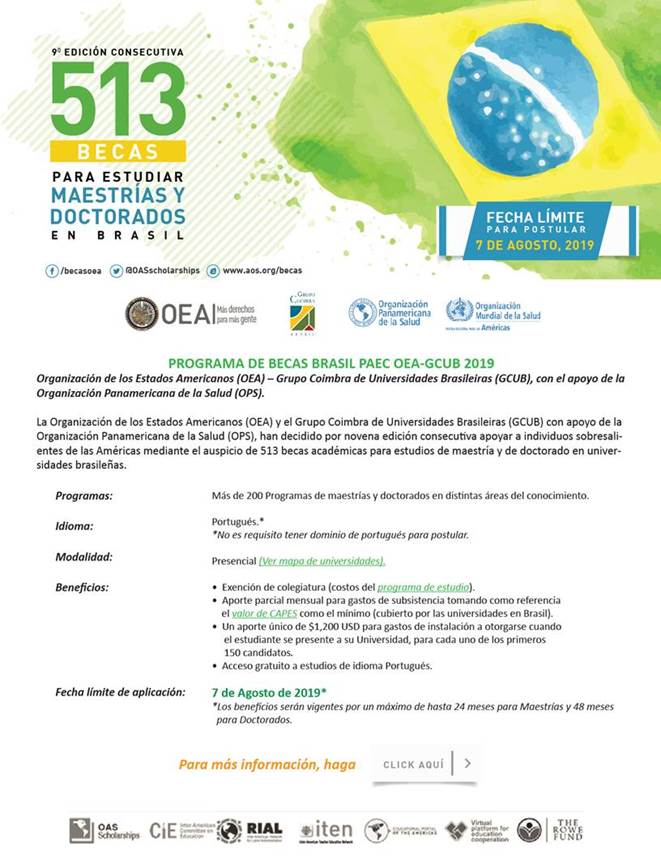 Convocatoria becas OEA para estudiar en Brasil 