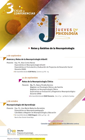 Invitación "JUEVES DE PSICOLOGÍA" 5 de Octubre:"Neuropsicología del Aprendizaje"