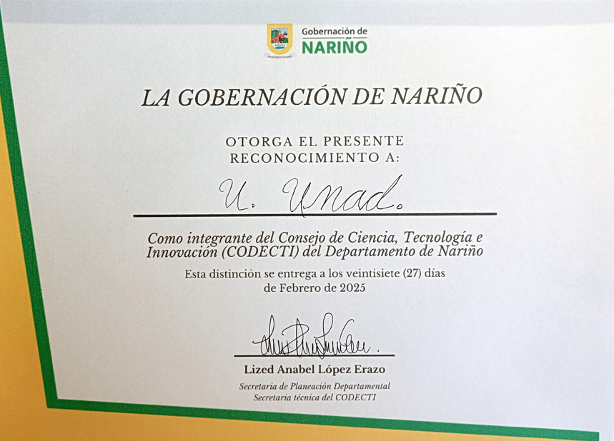 UNAD: nuevo miembro del CODECTI Nariño para impulsar la Ciencia Tecnología e innovación en Región